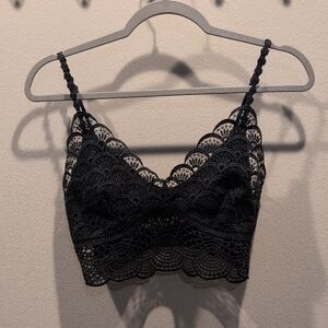 Free People Black Lace Bralette Crop Top, Size S
